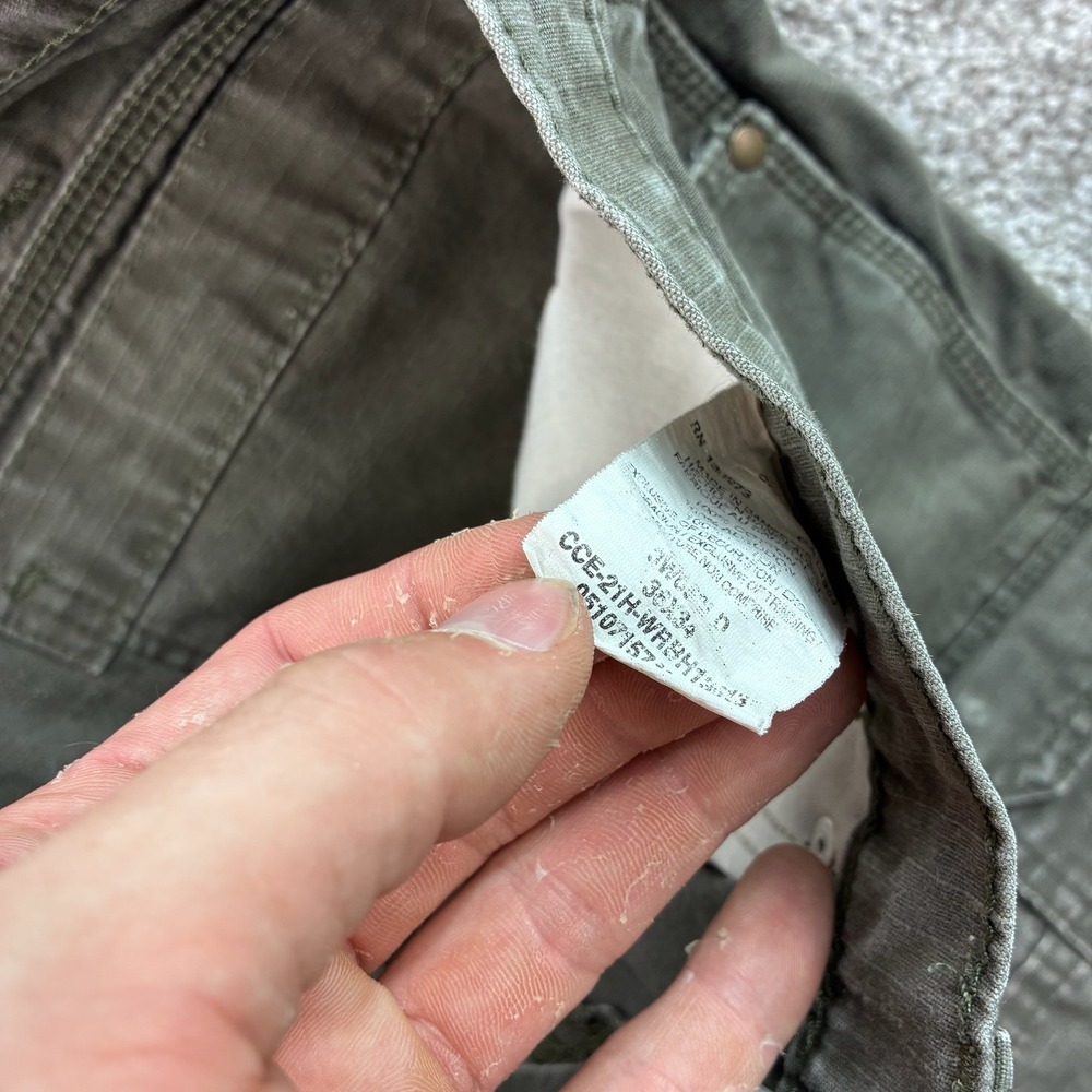 Wrangler Riggs Cargo Pants Mens 36x34 Olive Green Carpenter Ripstop Canvas - Picture 4 of 6